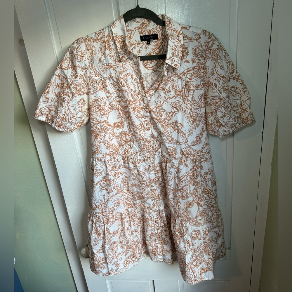1. State Women’s Paisley Mini Dress White/Brown - Large